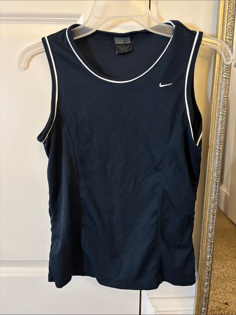 Nike Women’s Navy Athletic Tank with White Piping